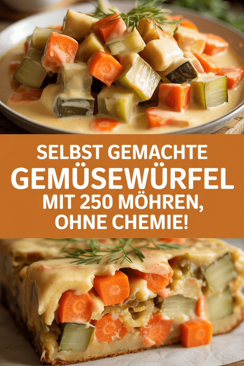 Selbst gemachte Gemüsewürfel mit 250 Möhren, ohne Chemie!