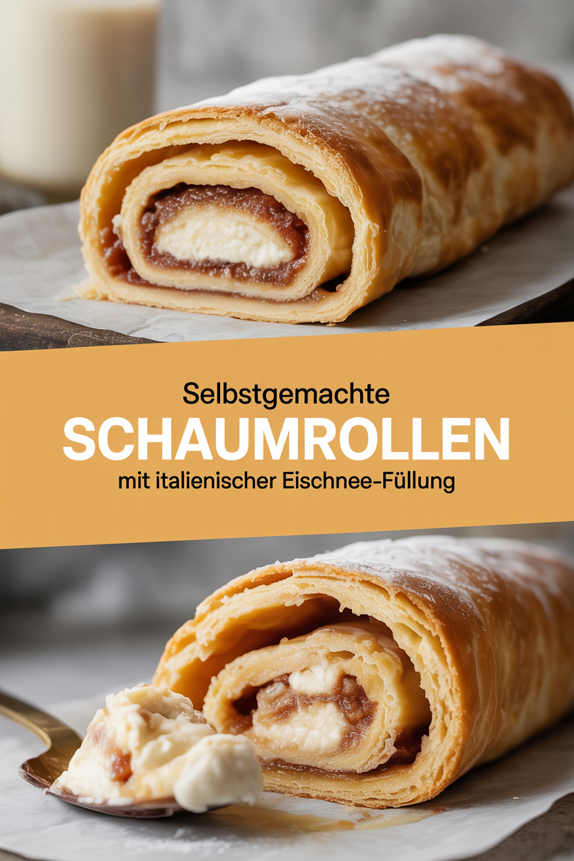 Selbstgemachte Schaumrollen mit italienischer Eischnee-Füllung