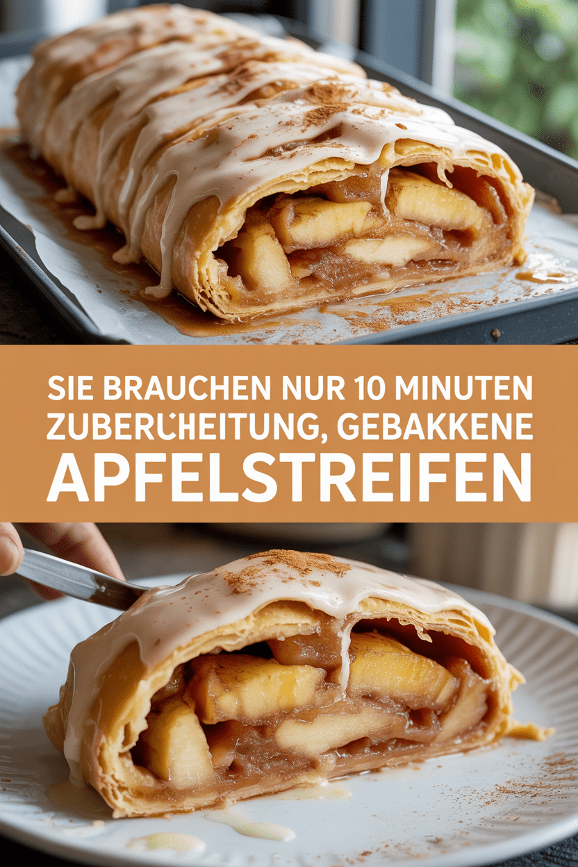 Sie brauchen nur 10 Minuten Zubereitung, gebackene Apfelstreifen