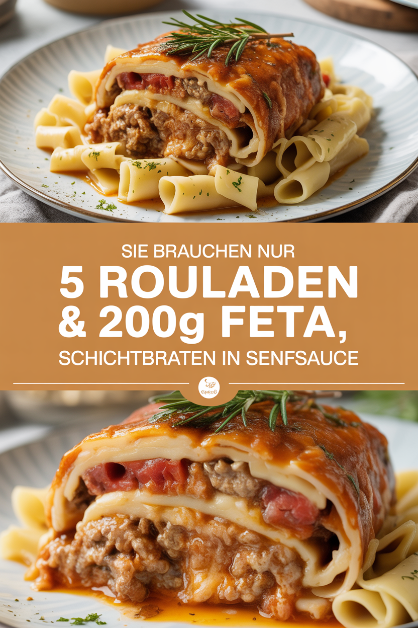 Sie brauchen nur 5 Rouladen & 200g Feta, Schichtbraten in Senfsauce