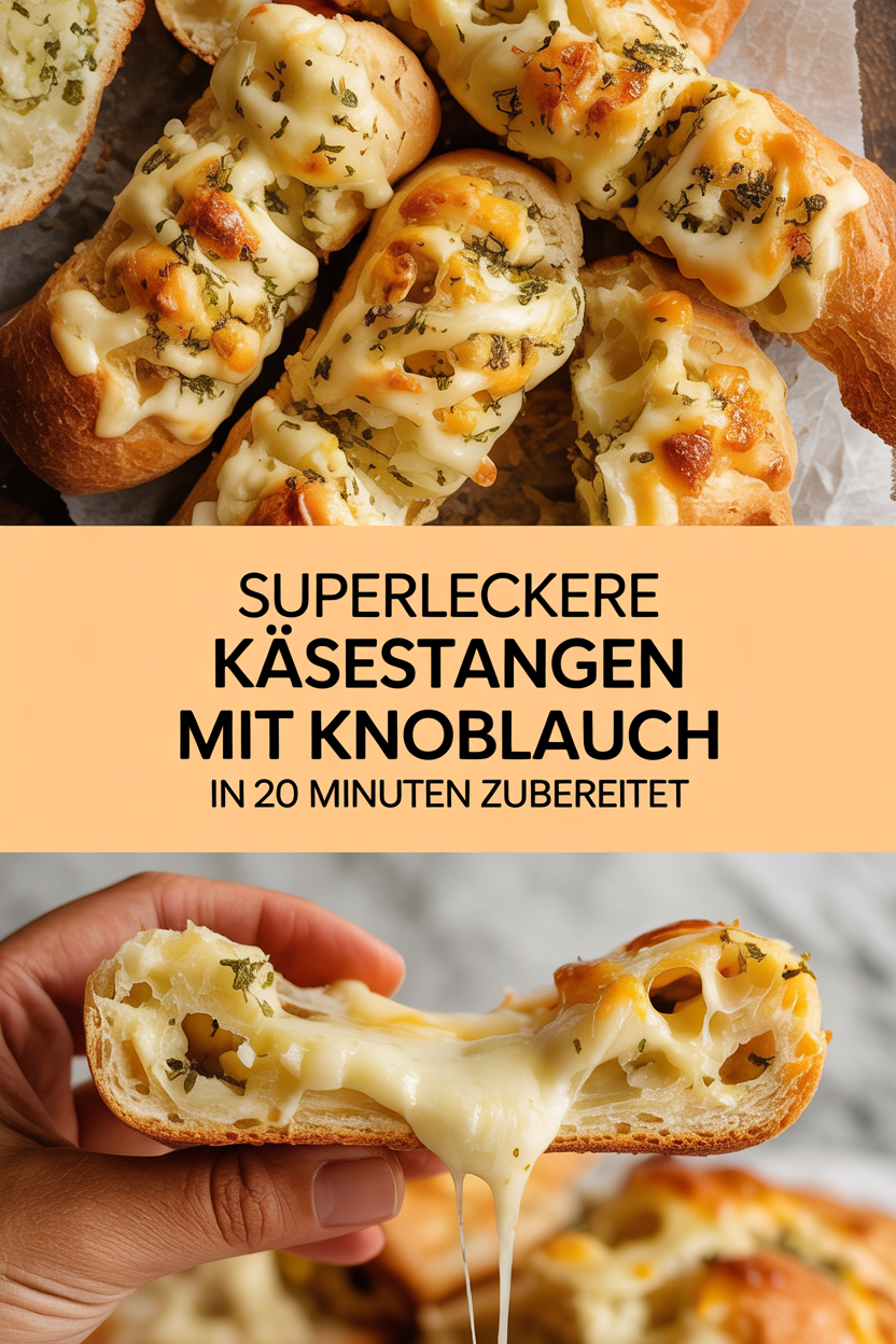 Superleckere Käsestangen mit Knoblauch in 20 Minuten zubereitet