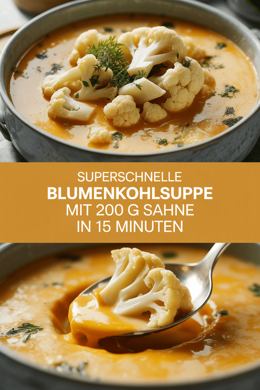Superschnelle Blumenkohlsuppe mit 200 g Sahne in 15 Minuten