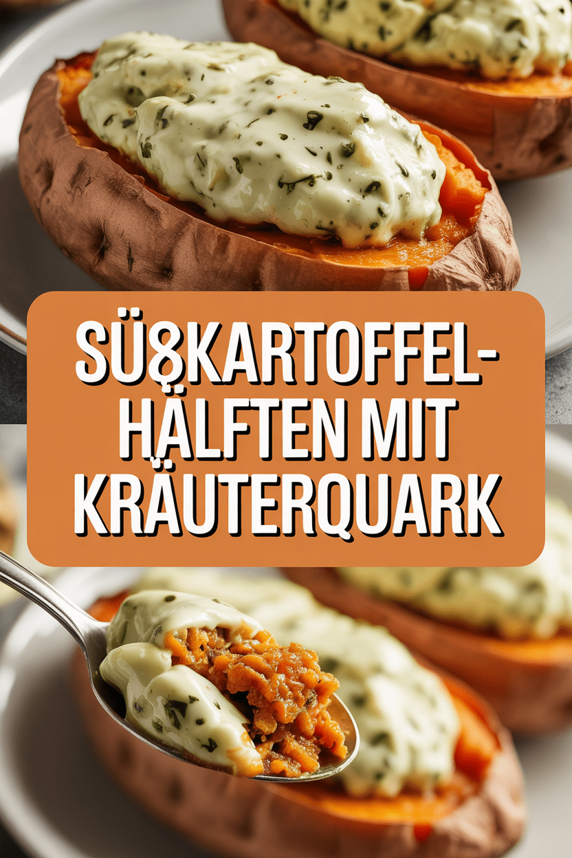 Süßkartoffel-Hälften mit Kräuterquark