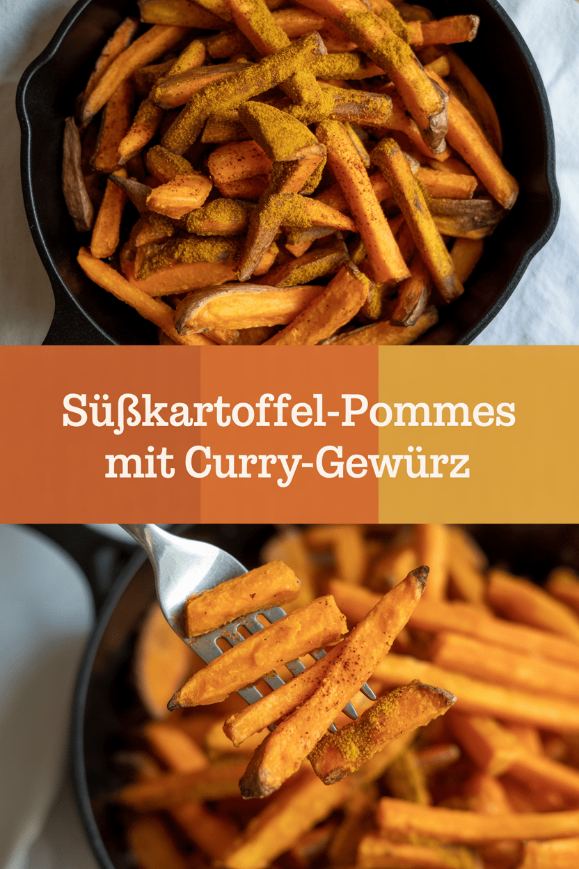Süßkartoffel-Pommes mit Curry-Gewürz