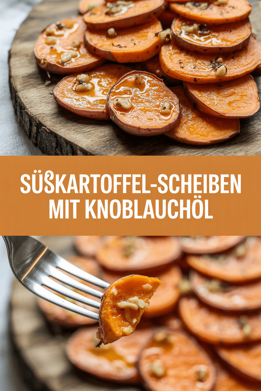 Süßkartoffel-Scheiben mit Knoblauchöl