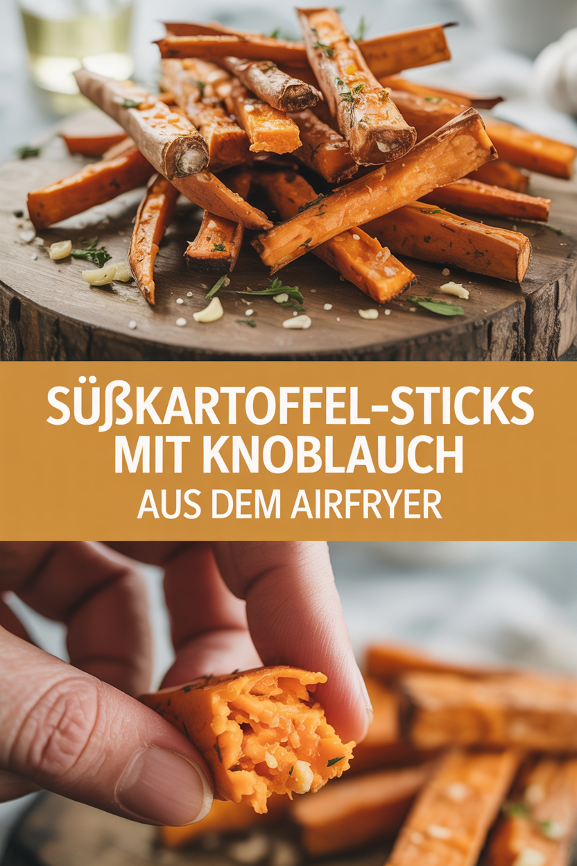 Süßkartoffel-Sticks mit Knoblauch aus dem Airfryer