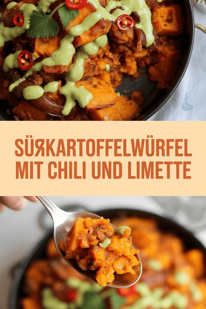 Süßkartoffelwürfel mit Chili und Limette