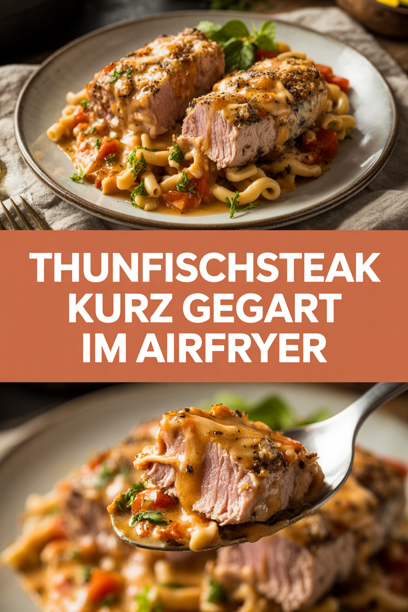 Thunfischsteak kurz gegart im Airfryer