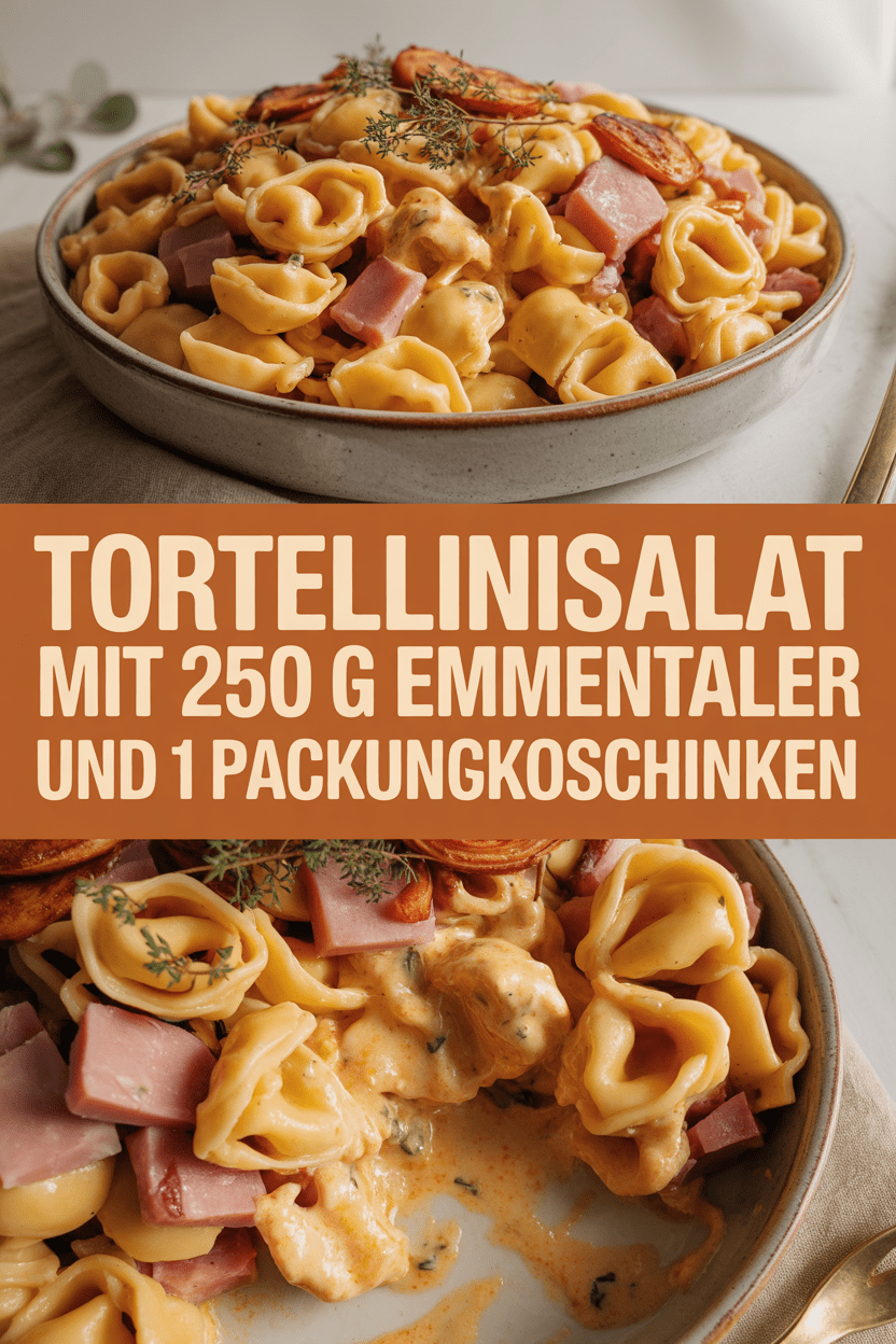Tortellinisalat mit 250 g Emmentaler und 1 Packung Kochschinken