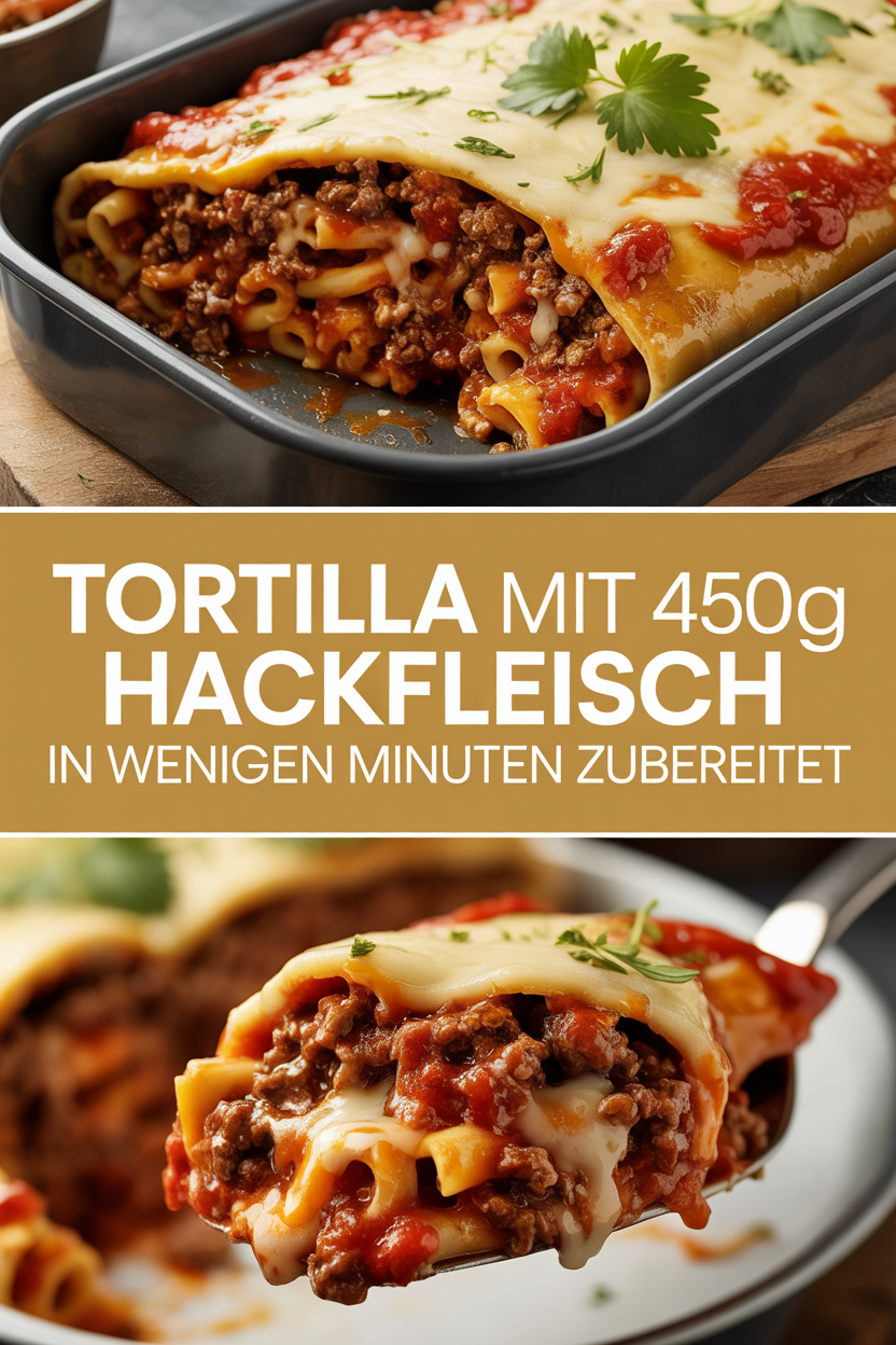 Tortilla mit 450g Hackfleisch in wenigen Minuten zubereitet