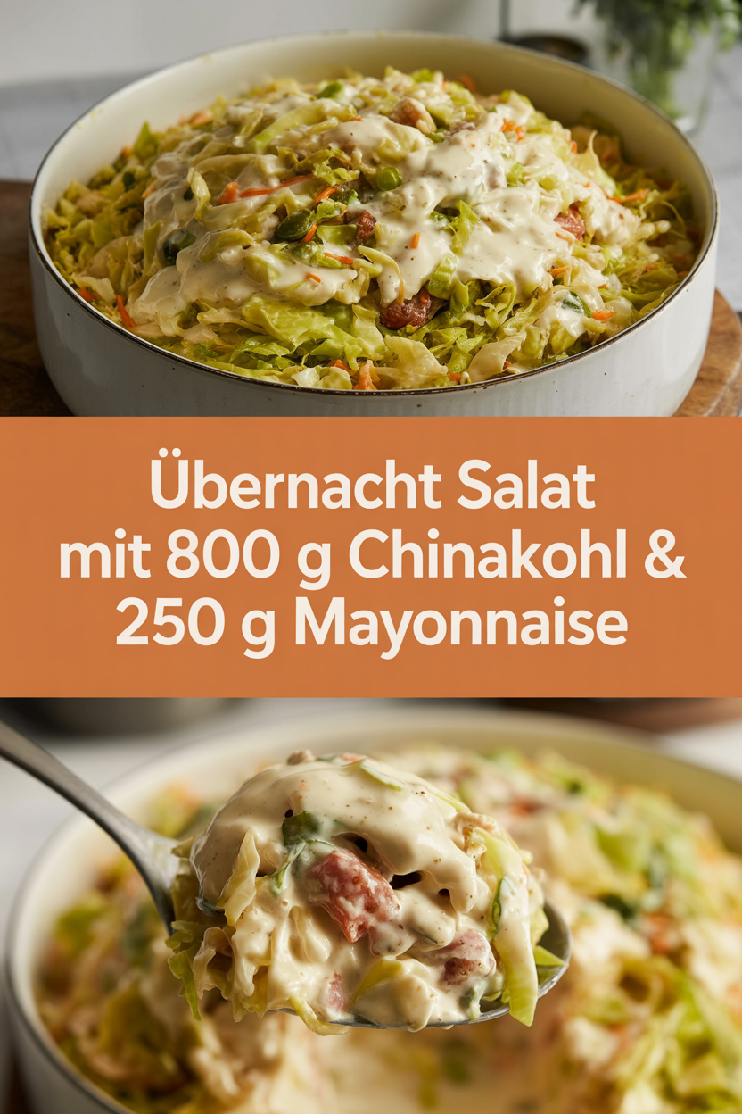 Übernacht Salat mit 800 g Chinakohl & 250 g Mayonnaise