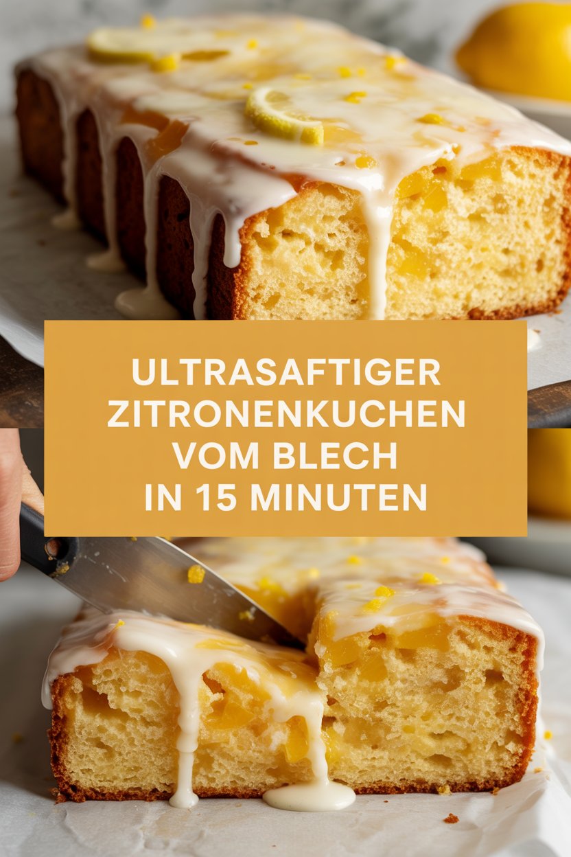 Ultrasaftiger Zitronenkuchen vom Blech in 15 Minuten