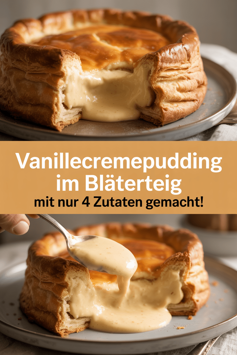 Vanillecremepudding im Blätterteig mit nur 4 Zutaten gemacht!