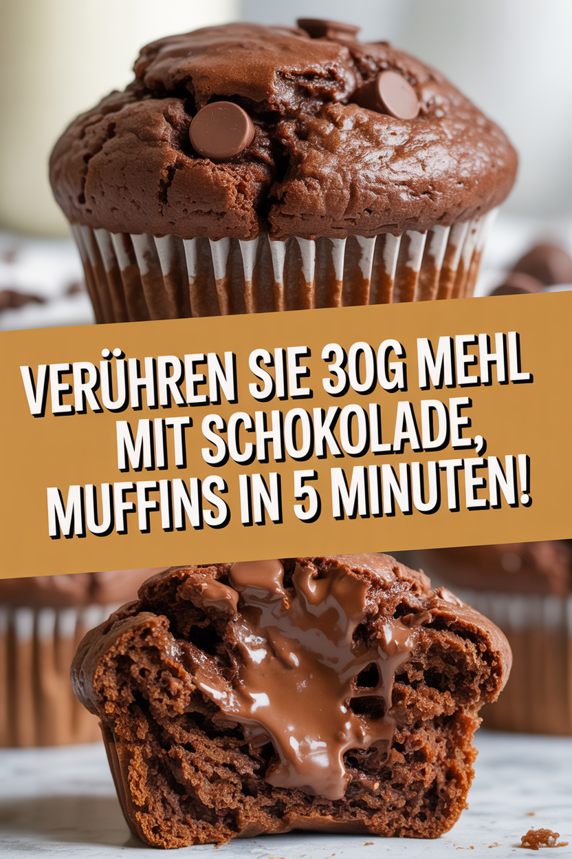 Verühren Sie 300g Mehl mit Schokolade, Muffins in 5 Minuten!