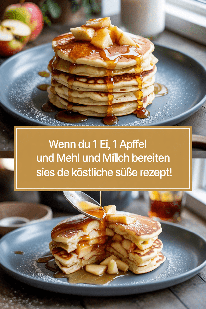 Wenn Du 1 Ei, 1 Apfel und Mehl und Milch hast, bereiten Sie dieses köstliche süße Rezept!