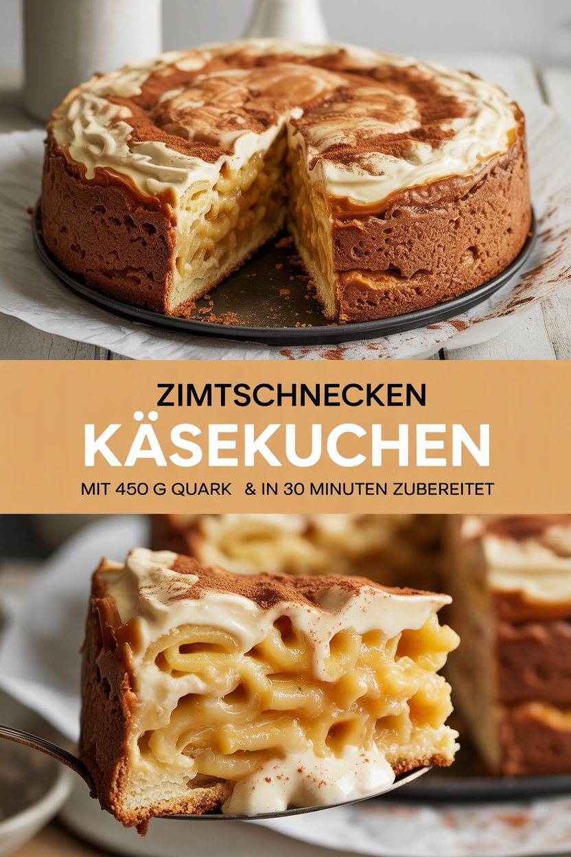Zimtschnecken Käsekuchen mit 450 g Quark & in 30 Minuten zubereitet