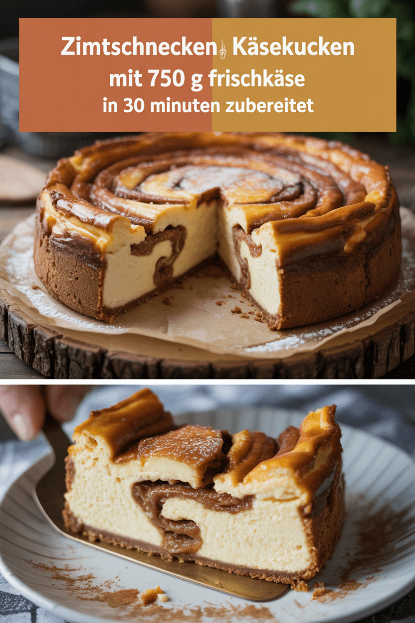 Zimtschnecken Käsekuchen mit 750 g frischkäse in 30 Minuten zubereitet