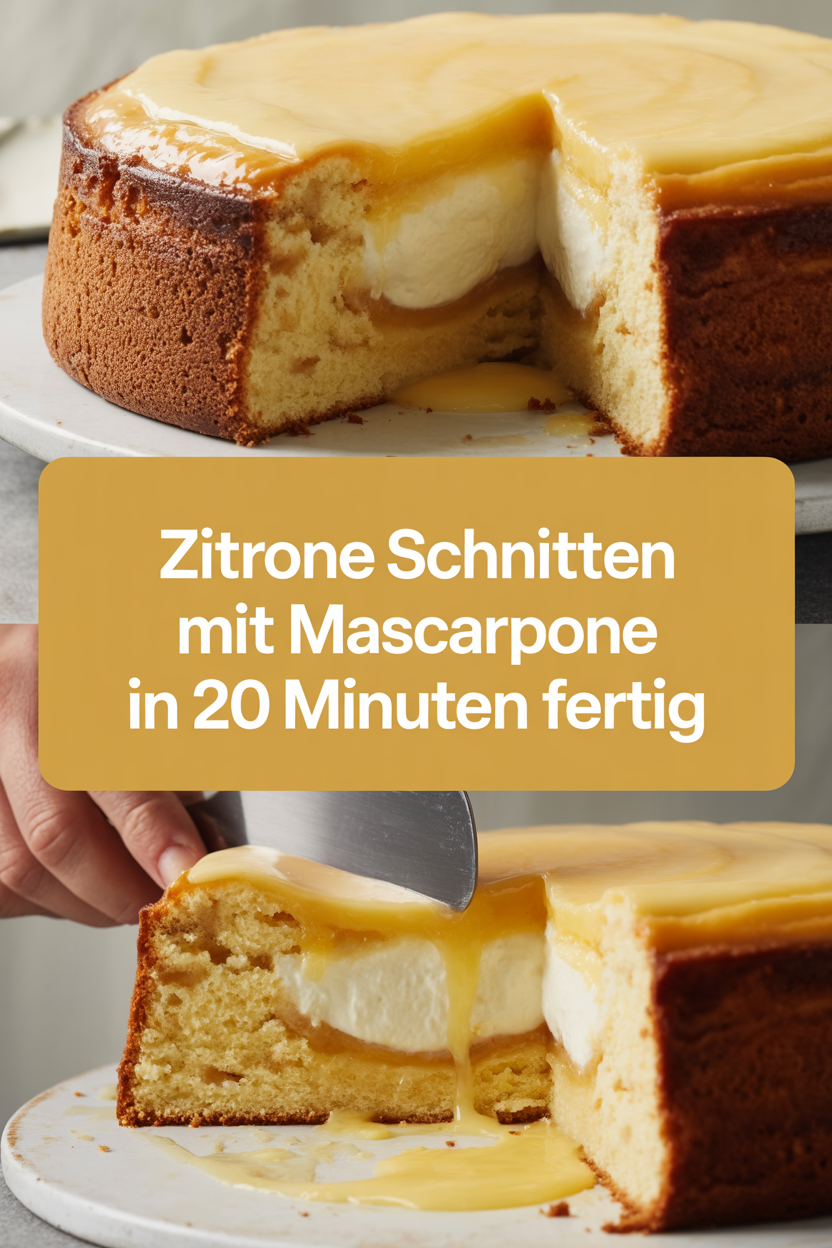 Zitrone Schnitten mit Mascarpone in 20 Minuten fertig