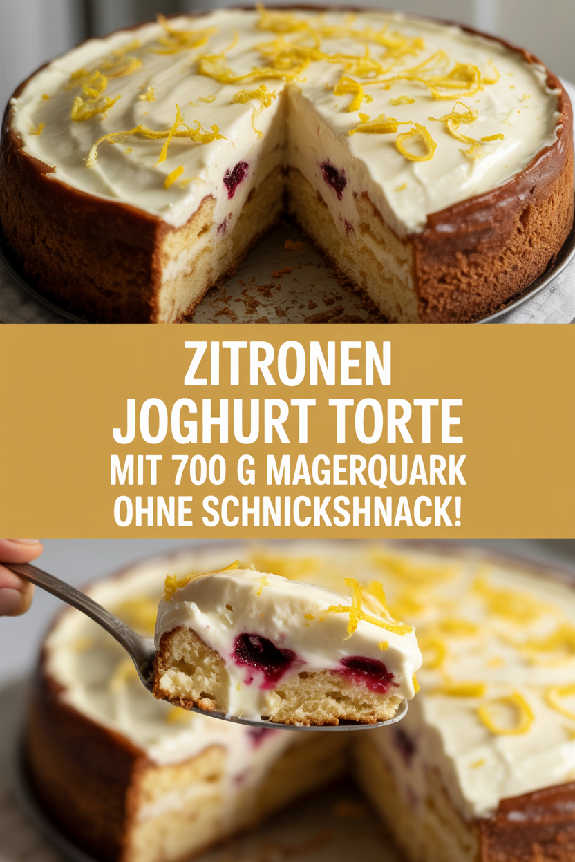 Zitronen Joghurt Torte mit 700 g Magerquark ohne Schnickschnack!