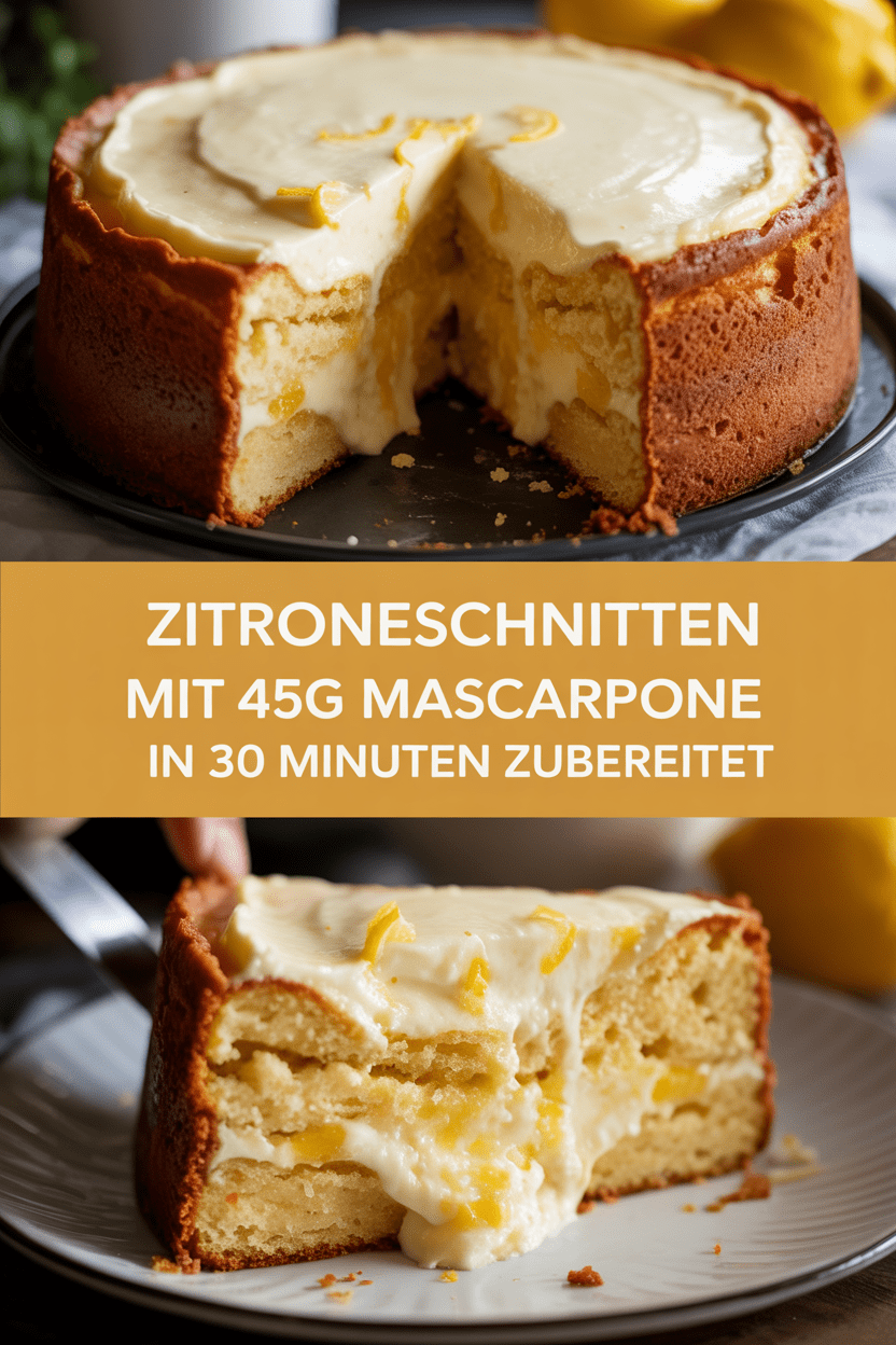 Zitroneschnitten mit 450g Mascarpone in 30 Minuten zubereitet