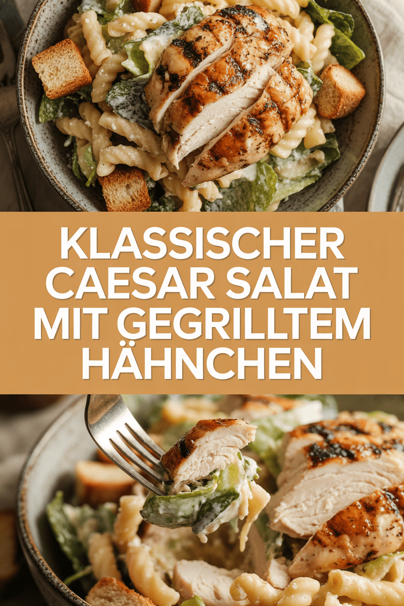 Klassischer Caesar Salat mit gegrilltem Hähnchen