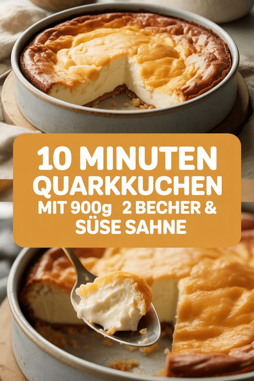 10 Minuten Quarkkuchen mit 900g Quark 2 Becher & süße Sahne