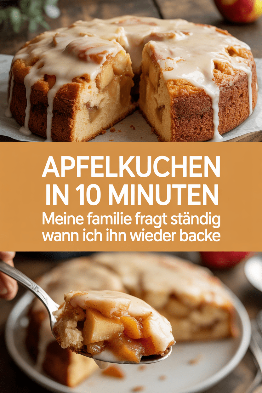 Apfelkuchen in 10 Minuten, meine Familie fragt ständig wann ich ihn wieder backe