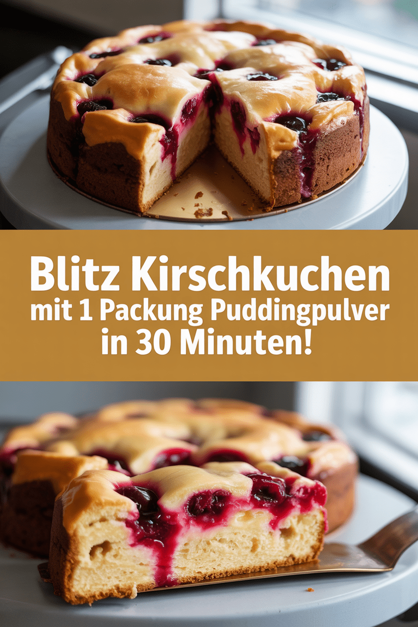 Blitz Kirschkuchen mit 1 Packung Puddingpulver in 30 Minuten!