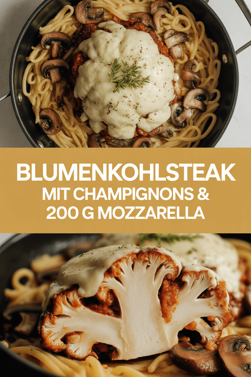 Blumenkohlsteak mit Champignons & 200 g Mozzarella