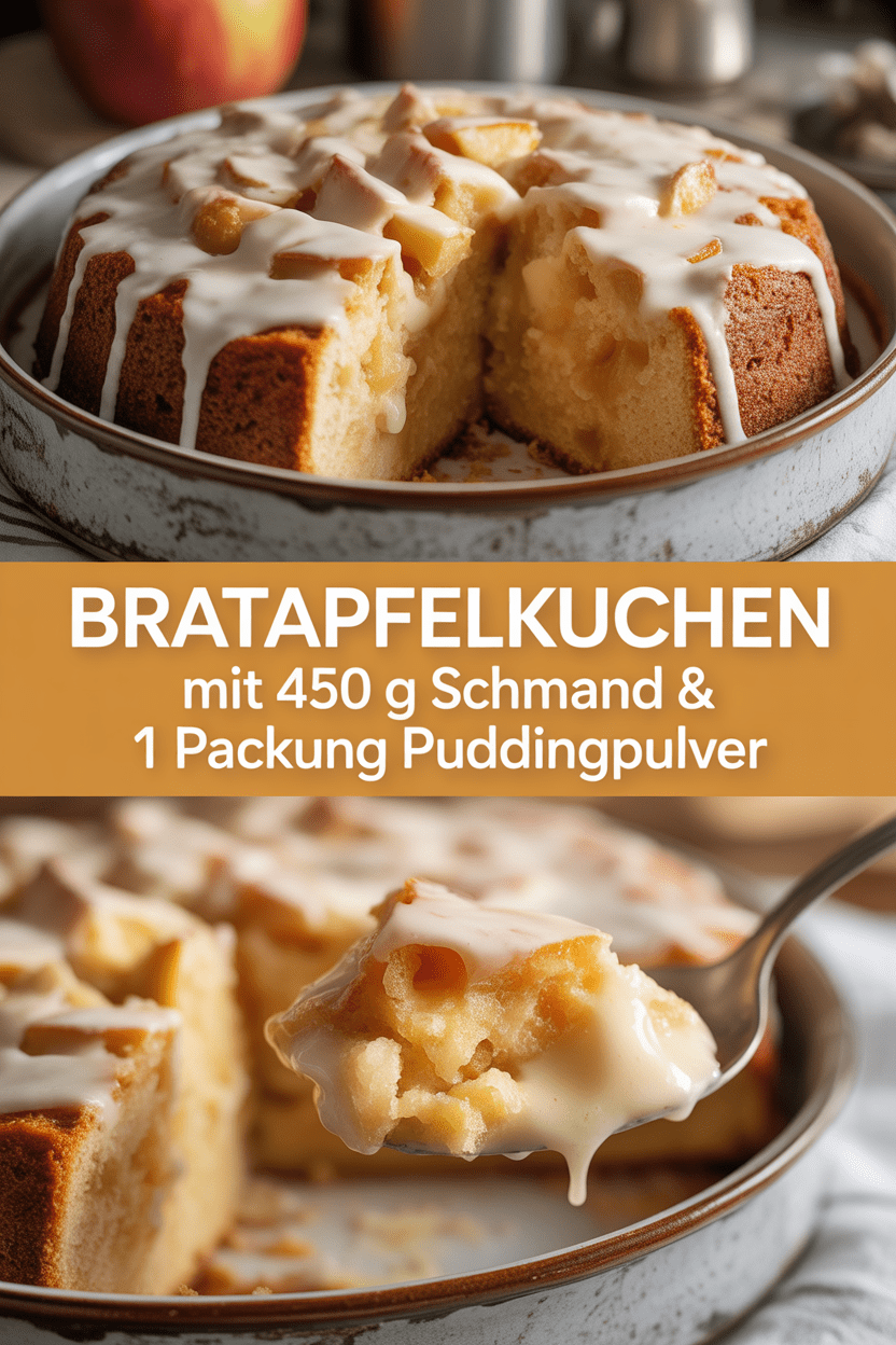 Bratapfelkuchen mit 450 g Schmand & 1 Packung Puddingpulver