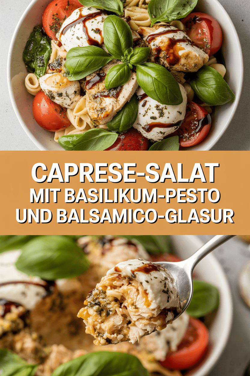 Caprese-Salat mit Basilikum-Pesto und Balsamico-Glasur