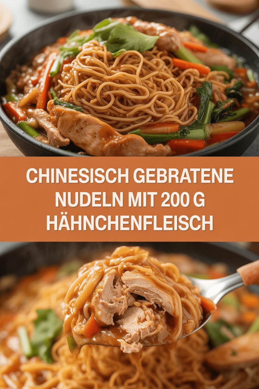 Chinesisch gebratene Nudeln mit 200 g Hähnchenfleisch