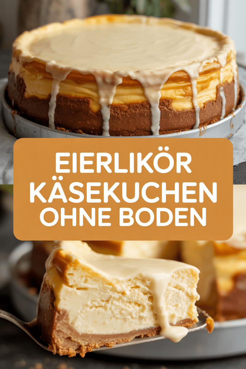 Eierlikör Käsekuchen ohne Boden mit 1 kg Sahnequark