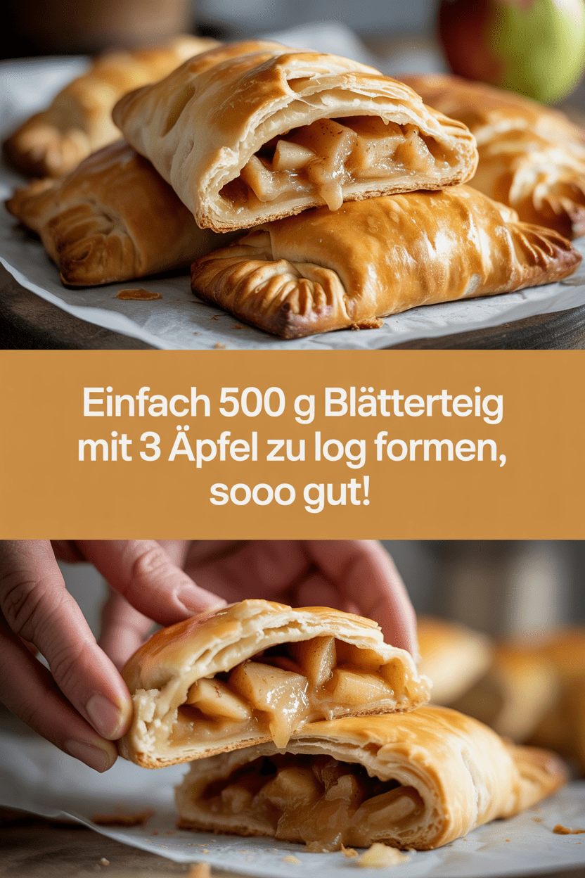 Einfach 500 g Blätterteig mit 3 Äpfel zu Log formen, sooo gut!