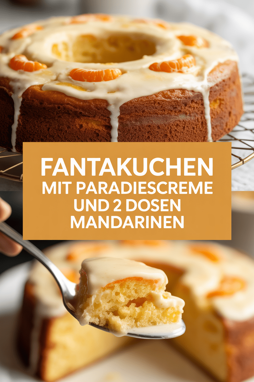 Fantakuchen mit Paradiescreme und 2 Dosen Mandarinen