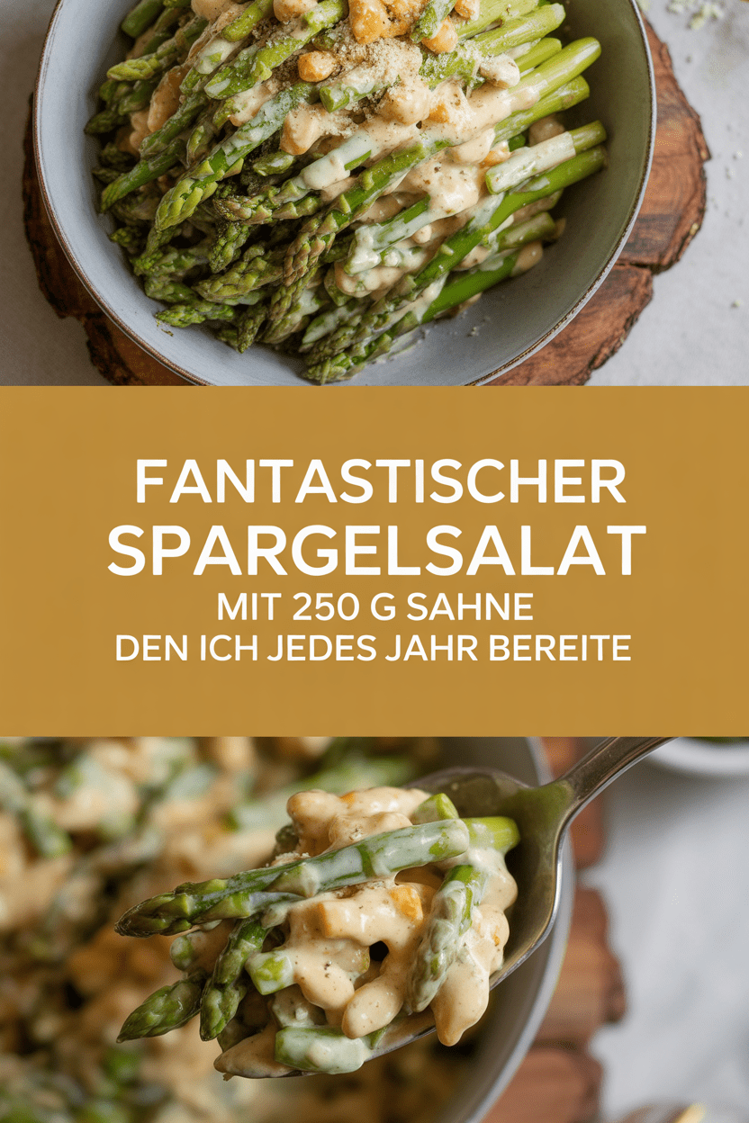Fantastischer Spargelsalat mit 250 g Sahne den ich jedes Jahr bereite