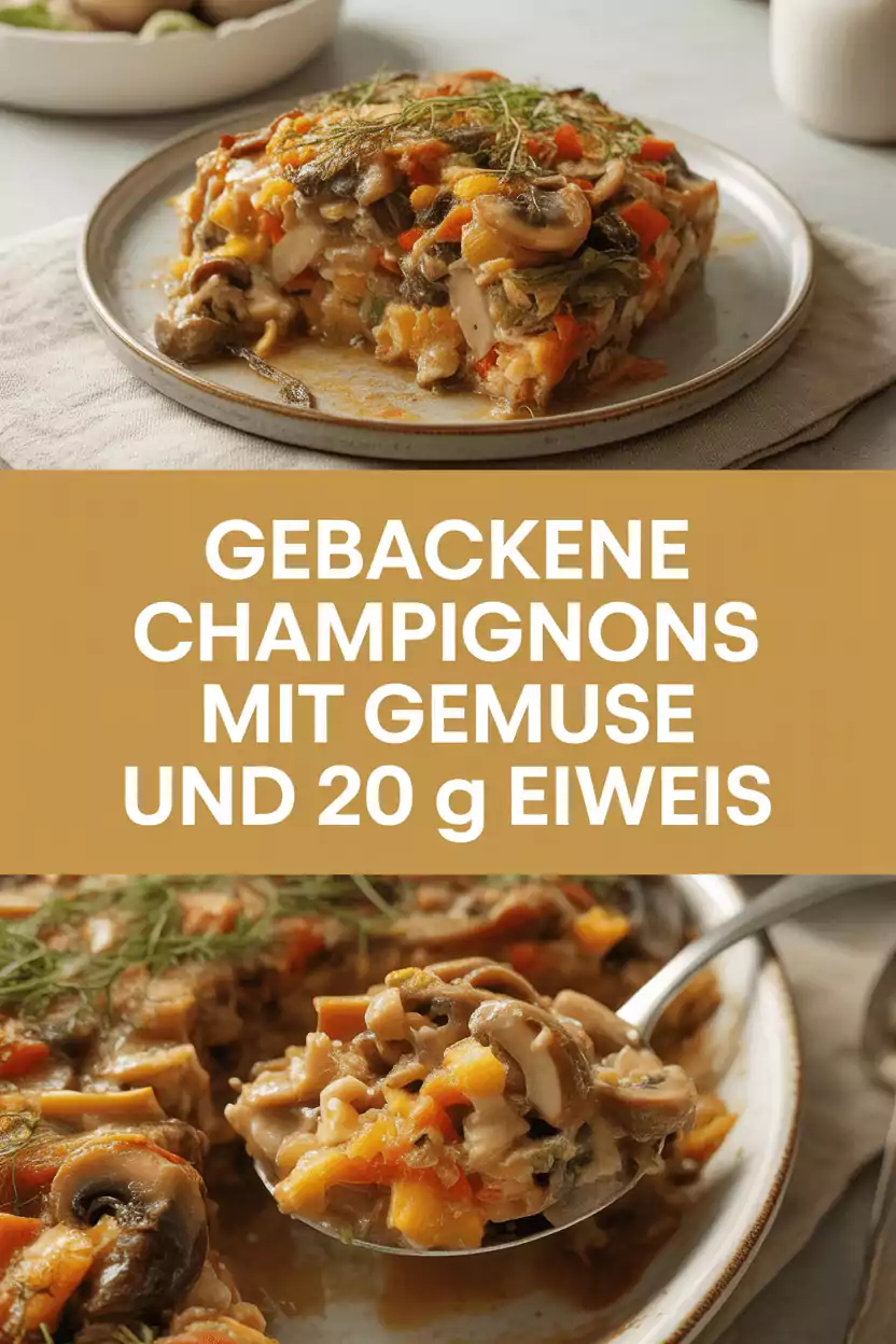 Gebackene Champignons mit Gemuse und 20 g Eiweiß