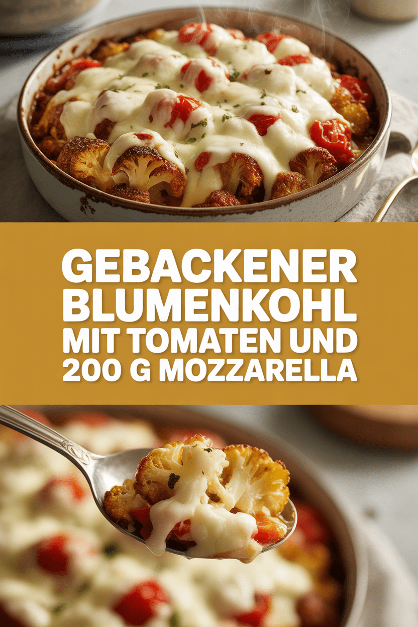 Gebackener Blumenkohl mit Tomaten und 200 g Mozzarella