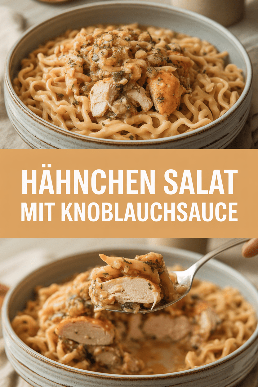 Hähnchen Salat mit Knoblauchsauce