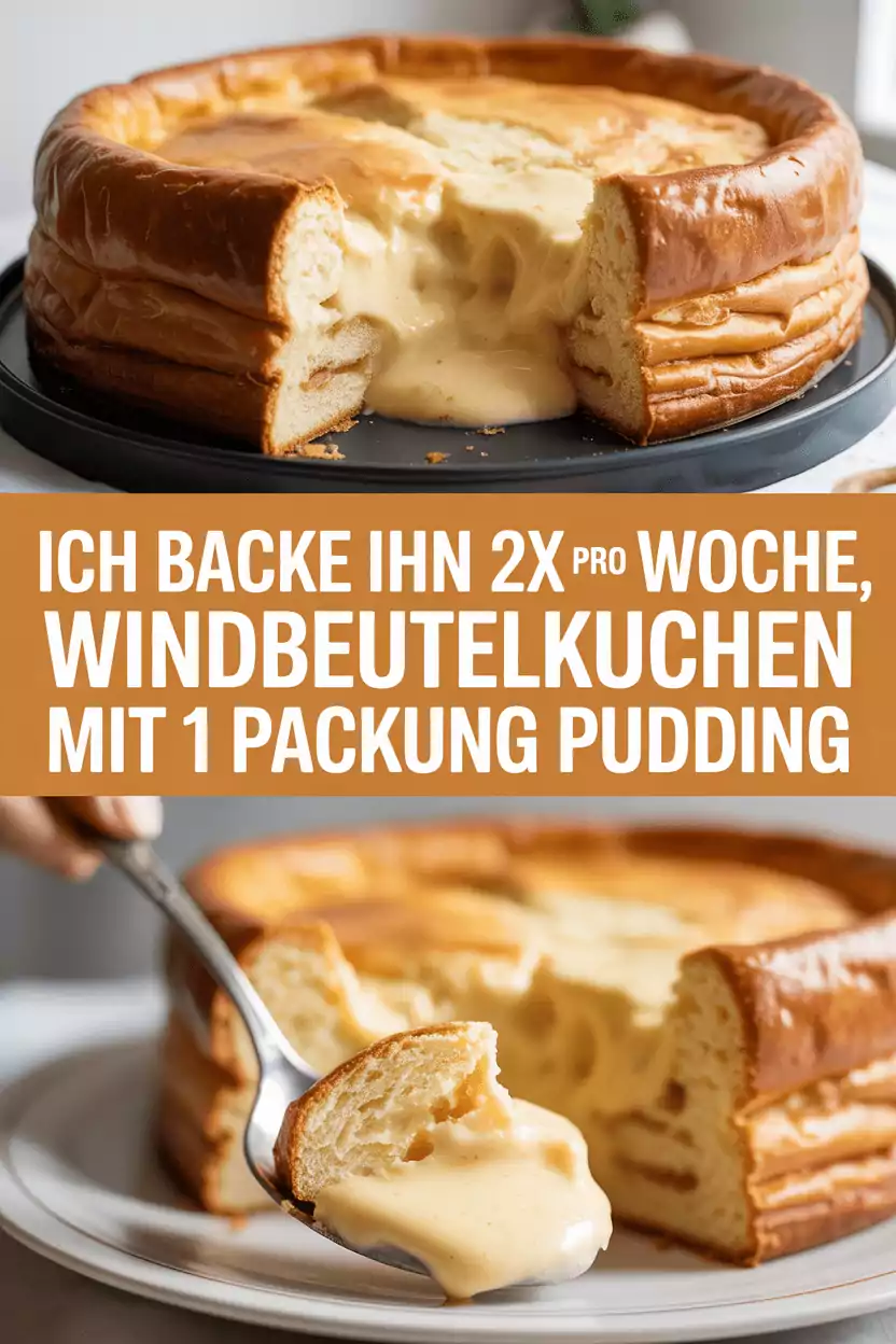 Ich backe ihn 2x pro Woche, Windbeutelkuchen mit 1 Packung Pudding