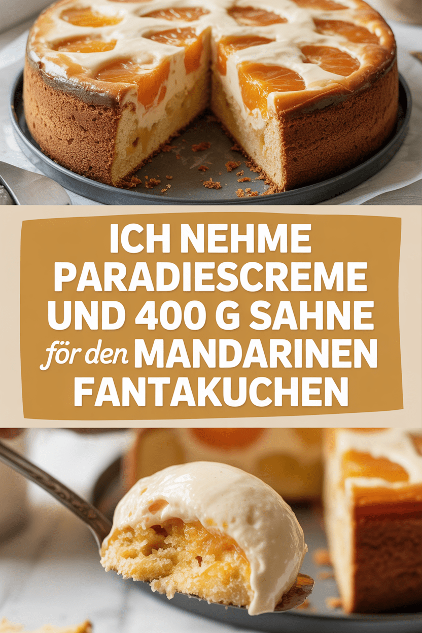 Ich nehme Paradiescreme und 400 g Sahne für den Mandarinen Fantakuchen