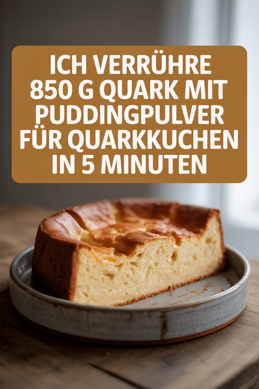 Ich verrühre 850 g Quark mit Puddingpulver fur Quarkkuchen in 5 Minuten