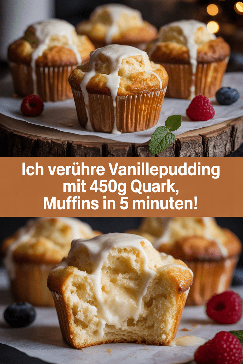 Ich verühre Vanillepudding mit 450g Quark, Muffins in 5 Minuten!