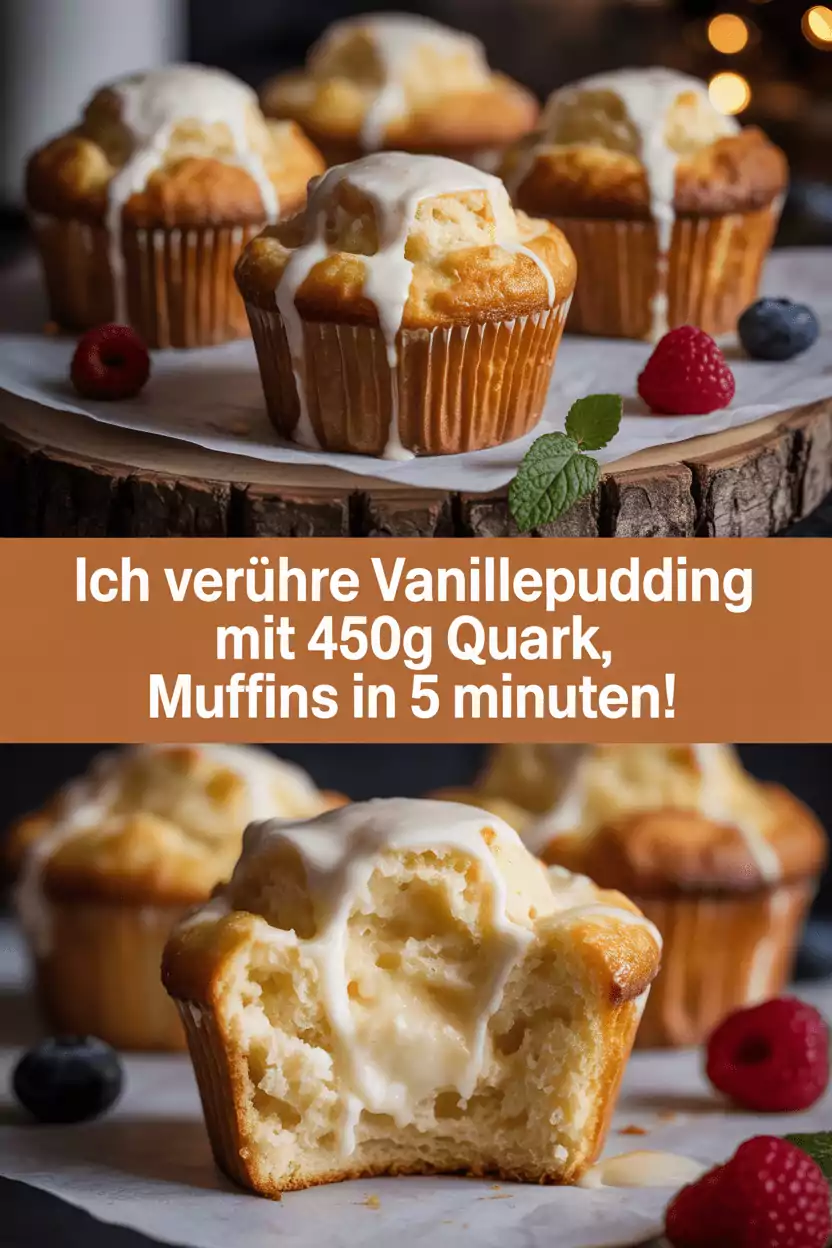 Ich verühre Vanillepudding mit 450g Quark, Muffins in 5 Minuten!