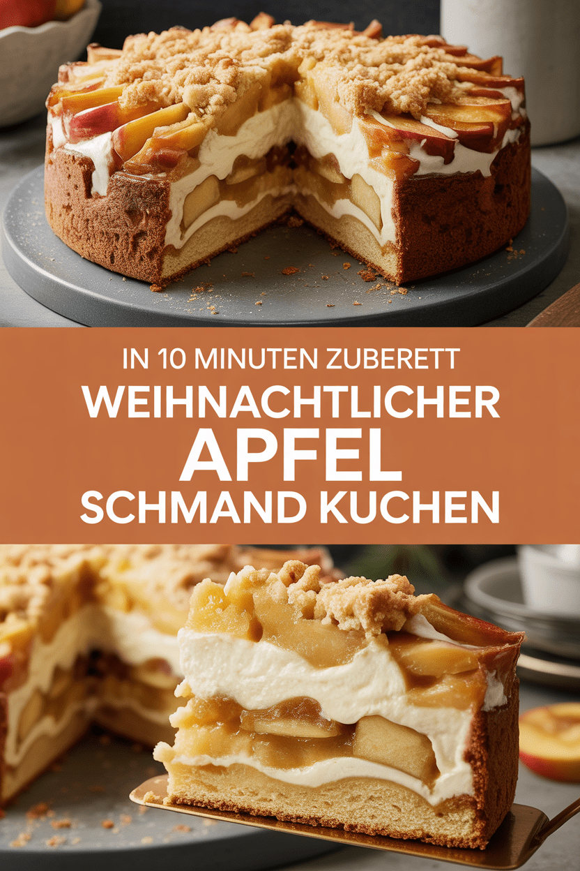 In 10 Minuten zubereitet Weihnachtlicher Apfel Schmand Kuchen