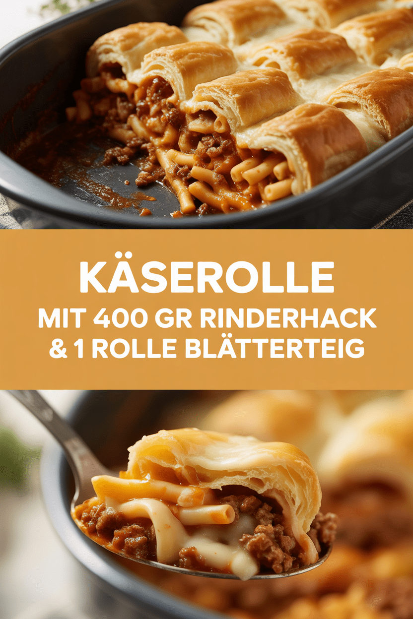 Käserolle mit 400 gr Rinderhack & 1 Rolle Blätterteig