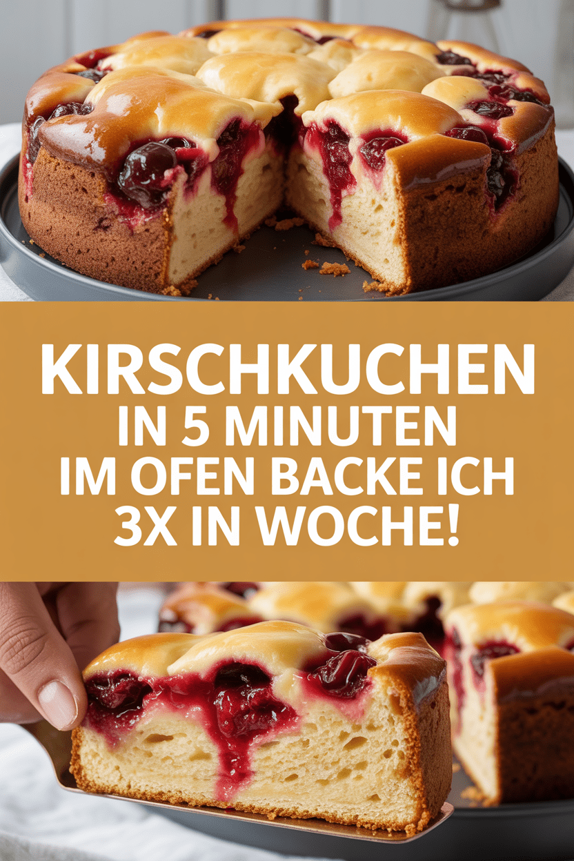 Kirschkuchen in 5 Minuten im Ofen backe ich 3x in Woche!