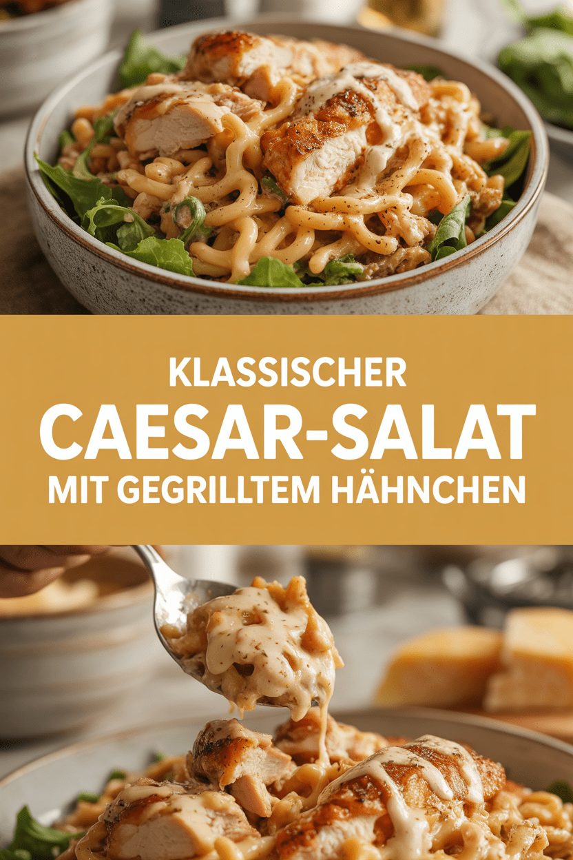 Klassischer Caesar-Salat mit gegrilltem Hähnchen