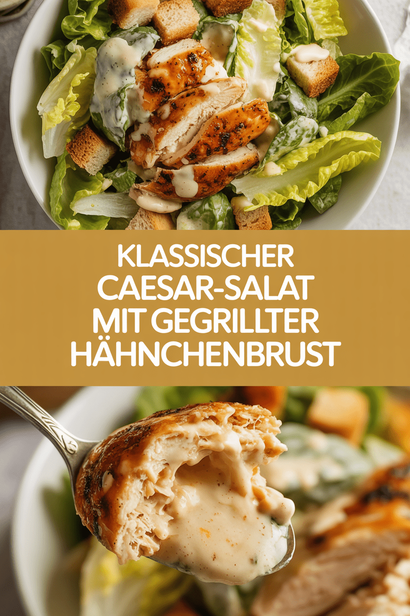 Klassischer Caesar-Salat mit gegrillter Hähnchenbrust