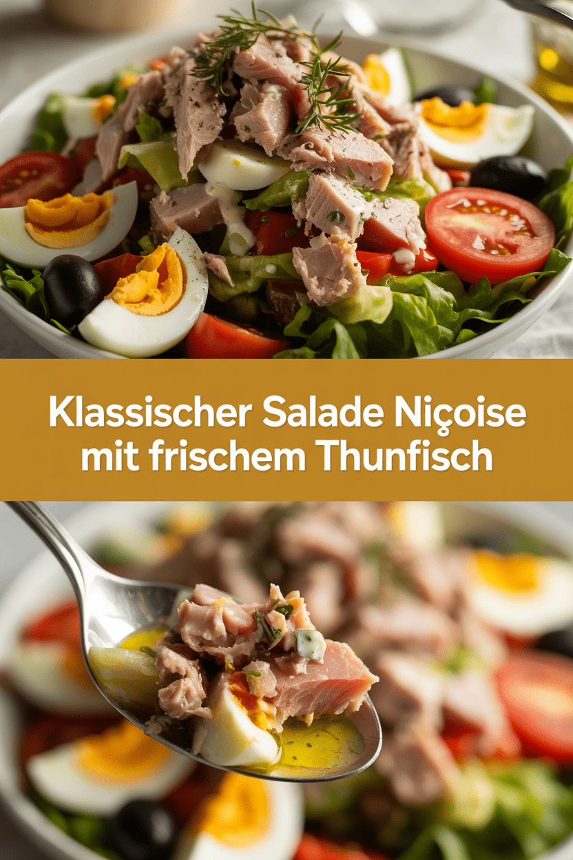 Klassischer Salade Niçoise mit frischem Thunfisch